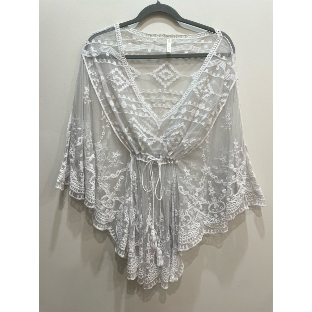 Swimsuit Cover-Up One Size Sheer Lace Fairy Boho Cottagecore beachy Scandinavian